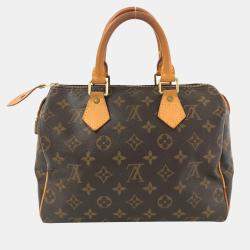 Pre Owned Louis Vuitton Brown Canvas Monogram Speedy 25 Satchel Bag 