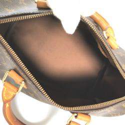 Pre Owned Louis Vuitton Brown Canvas Monogram Speedy 25 Satchel Bag 