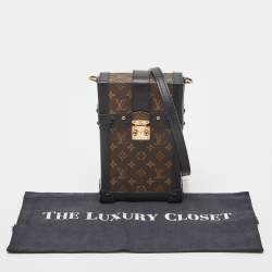 مملوكة مسبقًا حقيبة عمودية صغيرة لوي فيتون ترانك جلد وكانفاس مونوغرامي بني/أسود