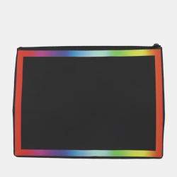 Louis Vuitton Black Leather Taiga A4 Rainbow Pochette Clutch Bag