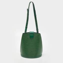 Pre Owned Louis Vuitton Borneo Green Epi Leather Cluny Bag
