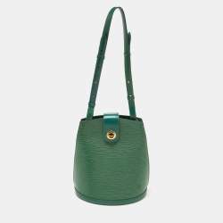 Pre Owned Louis Vuitton Borneo Green Epi Leather Cluny Bag