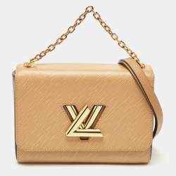 Louis Vuitton Beige Calfskin Leather Chain Louise MM Bag - Yoogi's Closet