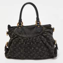 Pre Owned Louis Vuitton Black Monogram Denim Neo Cabby MM Bag