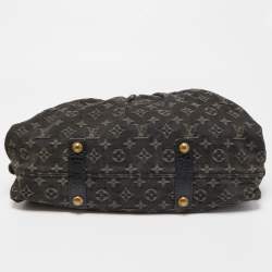 Pre Owned Louis Vuitton Black Monogram Denim Neo Cabby MM Bag