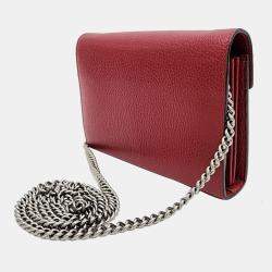 Pre Owned Gucci Red Leather Dionysus Mini Chain Bag