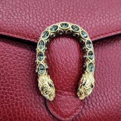 Pre Owned Gucci Red Leather Dionysus Mini Chain Bag