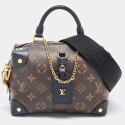 Louis+Vuitton+Petite+Malle+Souple+Satchel+PM+Black+Leather for sale online