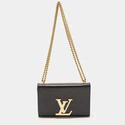 black lv bag with gold chain
