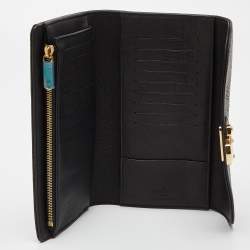 Pre Owned Louis Vuitton Black Monogram Mahina Leather Amelia Wallet