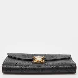 Pre Owned Louis Vuitton Black Monogram Mahina Leather Amelia Wallet