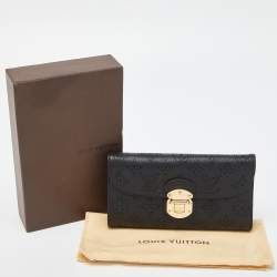 Pre Owned Louis Vuitton Black Monogram Mahina Leather Amelia Wallet