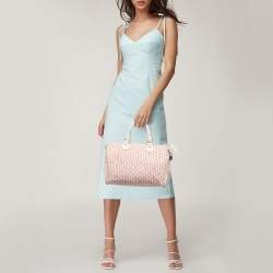 Pre Owned Louis Vuitton  White/Pink Mini Lin Croisette Speedy 30 Bag