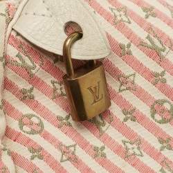 Pre Owned Louis Vuitton  White/Pink Mini Lin Croisette Speedy 30 Bag