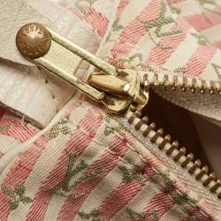 Pre Owned Louis Vuitton  White/Pink Mini Lin Croisette Speedy 30 Bag