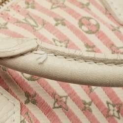 Pre Owned Louis Vuitton  White/Pink Mini Lin Croisette Speedy 30 Bag