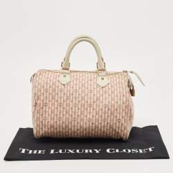 Pre Owned Louis Vuitton  White/Pink Mini Lin Croisette Speedy 30 Bag