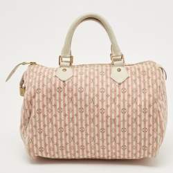 Pre Owned Louis Vuitton  White/Pink Mini Lin Croisette Speedy 30 Bag