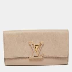 Louis Vuitton Double V Wallet Leather with Monogram Canvas Neutral
