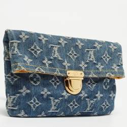 Pre Owned Louis Vuitton Blue Monogram Denim Pochette Clutch