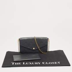 Pre Owned Louis Vuitton Black Monogram Empreinte Leather Pochette Felicie Bag