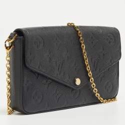 Pre Owned Louis Vuitton Black Monogram Empreinte Leather Pochette Felicie Bag