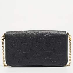 Pre Owned Louis Vuitton Black Monogram Empreinte Leather Pochette Felicie Bag