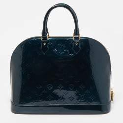 Pre Owned Louis Vuitton Bleu Nuit Monogram Vernis Alma GM Bag