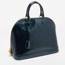 Pre Owned Louis Vuitton Bleu Nuit Monogram Vernis Alma GM Bag