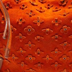 Pre Owned Louis Vuitton Orange Monogram Suede Onatah Fleurs GM Bag