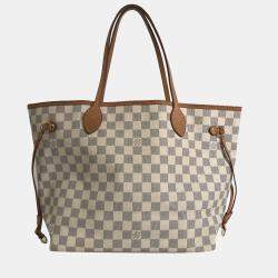 LOUIS VUITTON Neverfull MM Damier Azur Tote Bag White