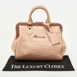 Pre Owned Louis Vuitton Poudre Ostrich Limited Edition Frame Speedy Bag
