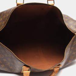 Pre Owned Louis Vuitton Brown Canvas 55 Keepall Bandouliere Duffel Bag