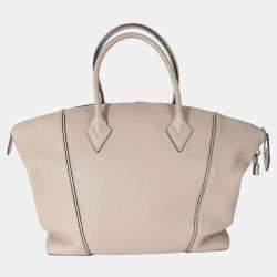 Louis Vuitton Beige Leather Soft Lockit PM Tote Bag