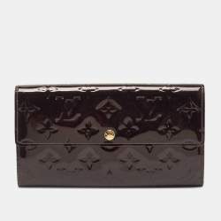 Pre Owned Louis Vuitton Burgundy Monogram Vernis Sarah Wallet