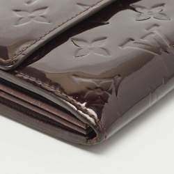 Pre Owned Louis Vuitton Burgundy Monogram Vernis Sarah Wallet