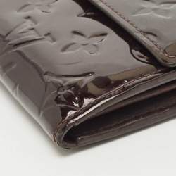 Pre Owned Louis Vuitton Burgundy Monogram Vernis Sarah Wallet