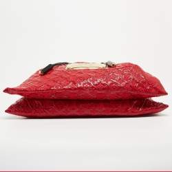 Pre Owned Louis Vuitton Red Monogram Vinyl and Canvas Squishy Bag