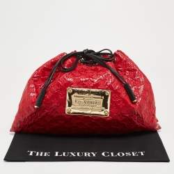 Pre Owned Louis Vuitton Red Monogram Vinyl and Canvas Squishy Bag