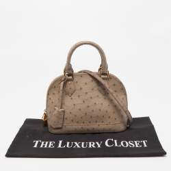 Pre Owned Louis Vuitton Grey Ostrich Alma BB Bag