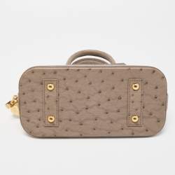 Pre Owned Louis Vuitton Grey Ostrich Alma BB Bag