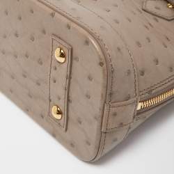 Pre Owned Louis Vuitton Grey Ostrich Alma BB Bag