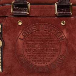 Pre Owned Louis Vuitton Brown Suede and Leather Havana Stamped Trunk GM Bag