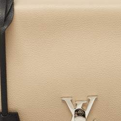 Pre Owned Louis Vuitton Black/Beige Leather Lockme II Bag