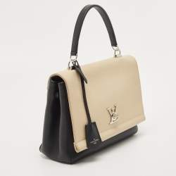 Pre Owned Louis Vuitton Black/Beige Leather Lockme II Bag
