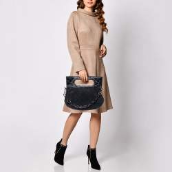 Pre Owned Louis Vuitton Black Monogram Suede and Patent Leather Limited Edition Motard Afterdark Bag