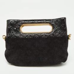Pre Owned Louis Vuitton Black Monogram Suede and Patent Leather Limited Edition Motard Afterdark Bag