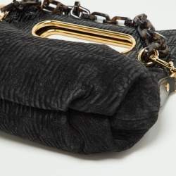 Pre Owned Louis Vuitton Black Monogram Suede and Patent Leather Limited Edition Motard Afterdark Bag