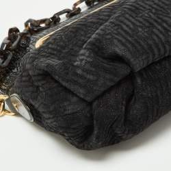 Pre Owned Louis Vuitton Black Monogram Suede and Patent Leather Limited Edition Motard Afterdark Bag