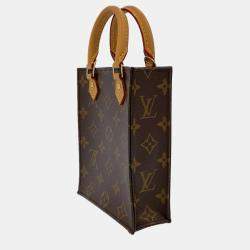 LOUIS VUITTON Sac Plat Monogram Canvas Tote Bag Brown